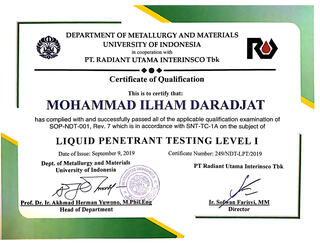 Liquid Penetran Testing