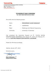 TMMIN Completion Certificate